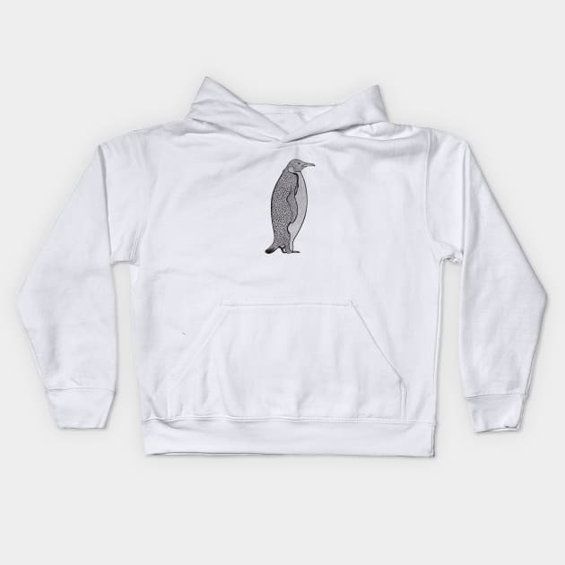 Emperor Penguin Ink Art - on light colors Kids Hoodie by Green Paladin